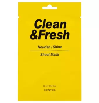 Тканевая маска для питания и сияния кожи, 22мл, EUNYUL EUNYUL Clean&amp;Fresh Nourish/Shine Sheet Mask, 22ml