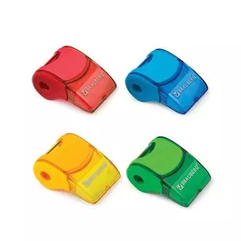 Точилка BRAUBERG Referee, с контейнером и стирательной резинкой, ассорти, форма свистка, упаковка с подвесом, 223588, (8 шт.)
