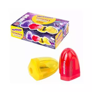 Точилка ЮНЛАНДИЯ "Спутник", с контейнером, пластиковая, корпус ассорти, 228447 (24 шт.)