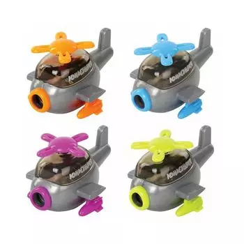 Точилка ЮНЛАНДИЯ Вертолет Юнландика, с контейнером, пластиковая, корпус ассорти (24 шт.)