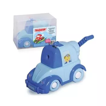 Точилка механическая ПИФАГОР Полицейская машина, металлический механизм, синяя/голубая машина, 222518