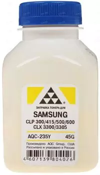 Тонер AQC для SAMSUNG CLP 300/315/320/325/360/415/500/510/600/610/660/CLX3300/3305 Yellow (фл. 45г)