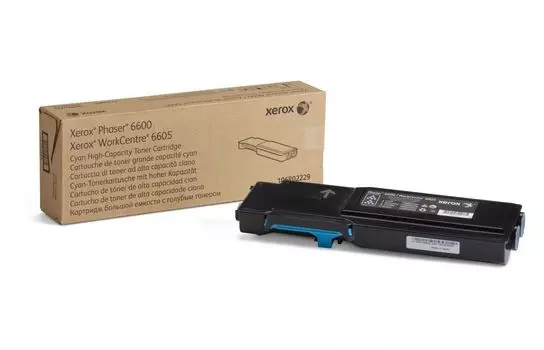 Тонер картридж 106R02229 повышенной емкости для Xerox Phaser 6600/ WC6605, Голубой, 6000 стр (эквивалент артикулу 106R02233), нужен чип