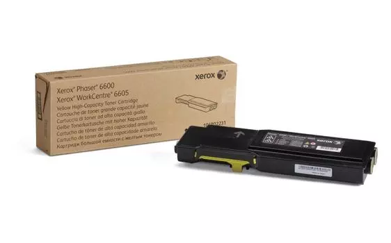 Тонер картридж 106R02231 повышенной емкости для Xerox Phaser 6600/ WC6605, Желтый, 6000 стр (эквивалент артикулу 106R02235), нужен чип