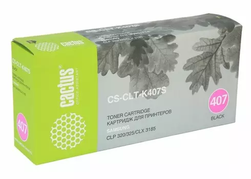 Тонер Картридж Cactus CS-CLT-K407S черный для Samsung CLP320/320n/325/CLX3185/3185n/3185fn (1500стр.