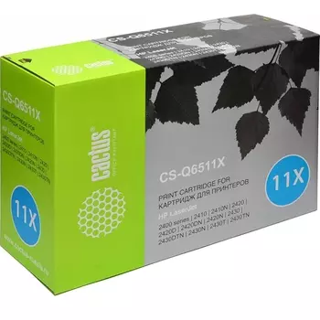 Тонер Картридж Cactus CS-Q6511X черный для HP LJ 2410/2420/2420DN/2430 (12000стр.)