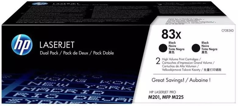 Тонер Картридж HP 83X CF283XD черный x2уп. (4400стр.) для HP LJ Pro M201/M225