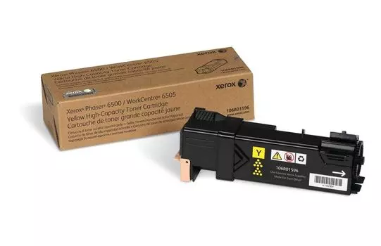 Тонер-картридж увеличенной емкости XEROX (106R01596) Phaser 6500/WC 6505, желтый, 2500 стр. (эквивалент артикулу 106R01603), нужен чип