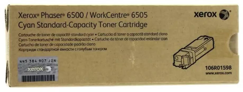 Тонер Картридж Xerox 106R01598 голубой (1000стр.) для Xerox Ph 6500/WC6505