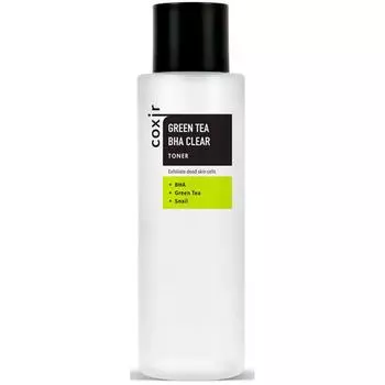 Тонер отшелушивающий с зеленым чаем и BHA-кислотами Coxir Green Tea BHA Clear Toner, 150мл