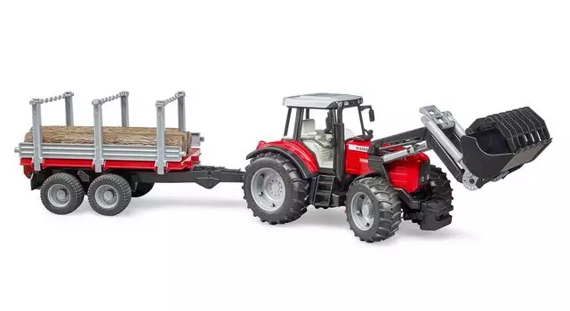 Трактор Massey Ferguson c манипулятором и прицепом BRUDER 02-046