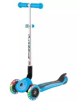 Трехколесный самокат Globber PRIMO FOLDABLE LIGHTS голубой 432-101