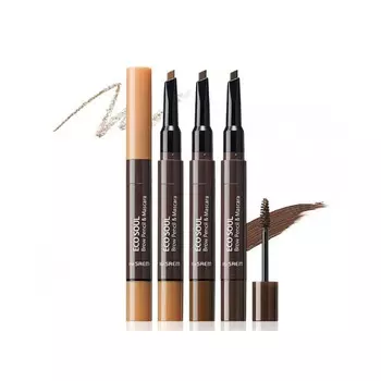 Тушь- карандаш для бровей The Saem Eco Soul Brow Pencil &amp; Mascara 02 Natural Brown 0,2гр/2,5мл