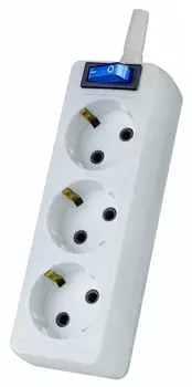 Удлинитель Perfeo с кнопкой "RU POWER",3,0м, 3 розетки, белый (Р16-012)