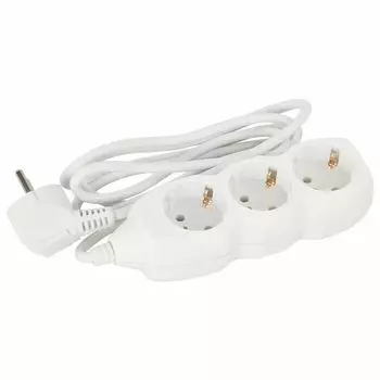 Удлинитель сетевой Sonnen U-131G, 3 розетки, c заземлением, 10 А, 1,8 м, белый, 511431