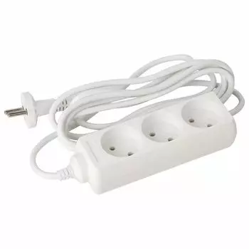 Удлинитель сетевой Sonnen U-133, 3 розетки, без заземления, 6 А, 3 м, белый, 511429