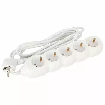 Удлинитель сетевой Sonnen U-153G, 5 розеток, c заземлением, 10 А, 3 м, белый, 511436