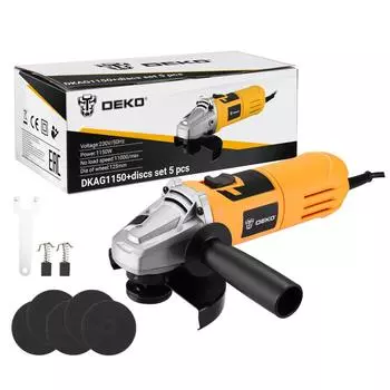Углошлифовальная машина DEKO DKAG1150+набор дисков 5 шт.