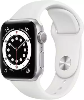 Умные часы Apple Watch Series 6 40mm Silver Aluminium Case with White (MG283RU/A)