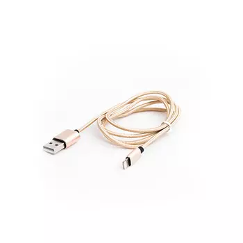 USB кабель Qumo Apple 8-pin 1м (MFI) тканевая оплётка Gold