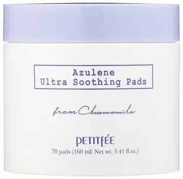 Успокаивающие очищающие подушечки для лица с азуленом, 70шт , PETITFEE PETITFEE Azulene Ultra Soothing Pads, 70pcs