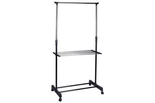 Вешалка напольная на колёсах (с полкой) CR460, размер: 80*42*95-168см