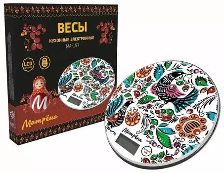 Весы кухонные электронные Матрена МА-197, 7 кг, городецкая роспись