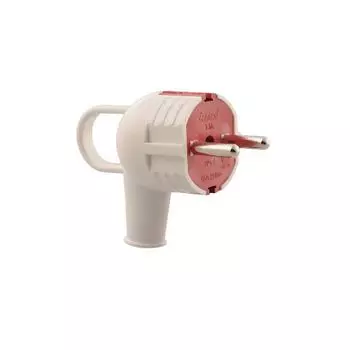 Вилка электрич. с ручкой с заземл. бел/красн. LEZARD 715-0201-602