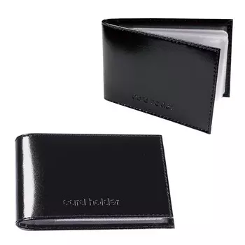 Визитница карманная BEFLER Classic на 40 визиток, натуральная кожа, тиснение, черная, К.5.-1