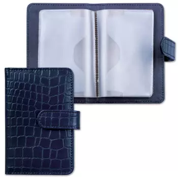 Визитница/кредитница однорядная GALANT Contract, на 24 карты, под кожу крокодила, застежка, синяя, 235398