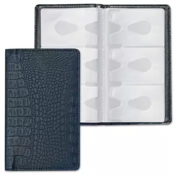 Визитница/кредитница трехрядная BRAUBERG Cayman, на 96 карт, под кожу крокодила, черная, 231761