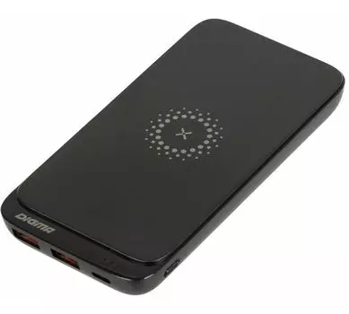 Внешний аккумулятор Digma DGPQ10E 10000mAh 3A QC PD 20W 2xUSB беспроводная зарядка черный (DGPQ10E20PBK)