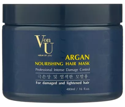 Von U Маска для волос с аргановым маслом Argan Nourishing Hair Mask, питательная, 480 мл