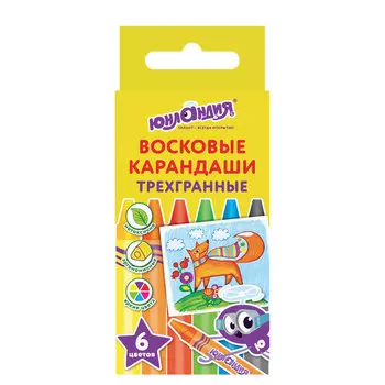 Восковые карандаши трехгранные ЮНЛАНДИЯ ЮНЛАНДИК И МУДРЫЙ ЛИС, НАБОР 6 цветов, 227288, (24 шт.)