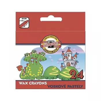 Восковые мелки 24 ЦВЕТА KOH-I-NOOR "Дракончик", картонная упаковка с европодвесом, 8234/24, 8234024005KS