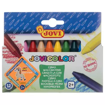 Восковые мелки утолщенные JOVI (Испания), 12 цветов, детские от 2 лет, картонная коробка, 980/12