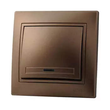 Выключатель 1-кл. СП Мира 10А IP20 с подсветкой со вставкой свет. корич. перламутр LEZARD 701-3131-111