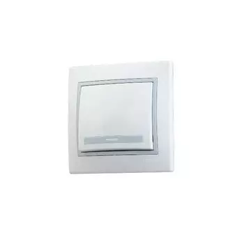 Выключатель 1-кл. СП Мира 10А IP20 с сер. вставкой бел. LEZARD 701-0215-100