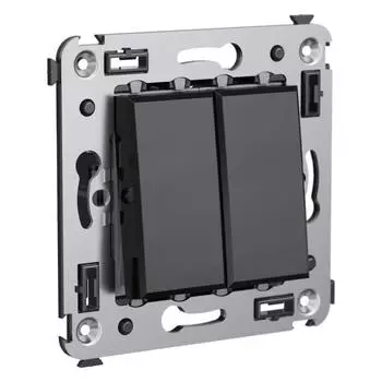 Выключатель 2-кл. 2мод. СП Avanti Черный квадрат 16А IP20 черн. DKC 4402104