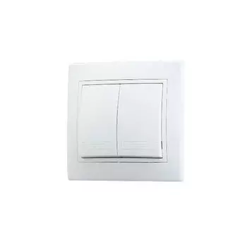 Выключатель 2-кл. СП Мира 10А IP20 с бел.вставкой бел. LEZARD 701-0202-101