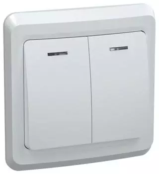 Выключатель 2-кл. СП Вега 10А IP20 ВС10-2-1-ВБ с индикацией бел. ИЭК EVV21-K01-10-DM