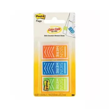 Закладки клейкие POST-IT Поставьте Вашу подпись, пластиковые, 24 мм, 3 цвета х 20 шт., 682-SH-OBL