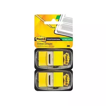 Закладки клейкие POST-IT Professional, пластиковые, 25 мм, 100 шт., желтые, 680-YW2
