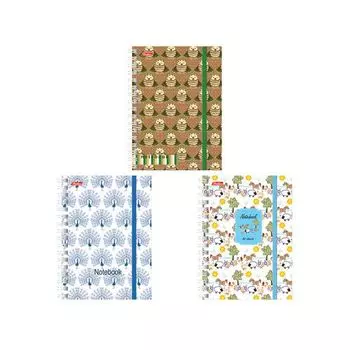 Записная книжка, А6, 80 листов, гребень, на резинке, обложка картон, HATBER, Pattern, 105х145 мм, 80ЗК6Вр1гр, (12 шт.)