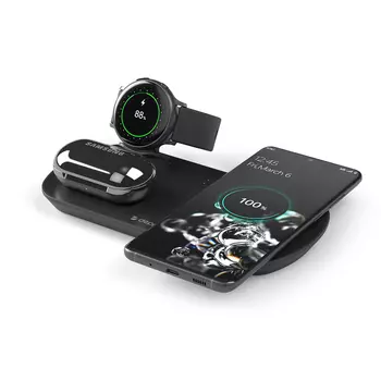 Зарядная станция Deppa 3 в 1: Qi Galaxy Watch Galaxy Buds беспроводная 175 Вт черная