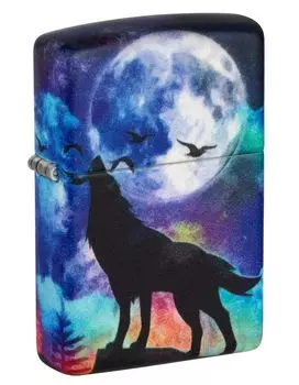 Зажигалка Zippo Wolf Design с покрытием 540 Matte, латунь/сталь, разноцветная, матовая, 38x13x57 мм