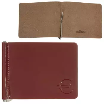 Зажим для купюр BEFLER Classic, натуральная кожа, тисненение, 105х86 мм, коньяк, Z.7.-1