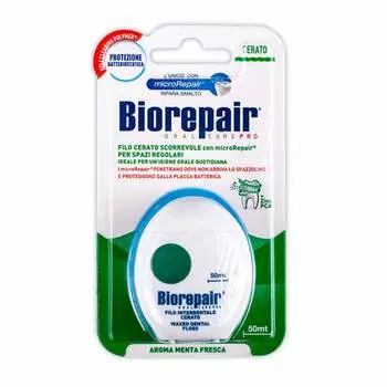 Зубная нить Biorepair с воском комплексная защита Waxed Floss, 50м