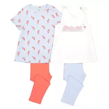 2 пижамы с короткими узкими брюками, 3-12 лет