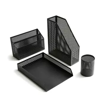 4 аксессуара для хранения вещей на письменном столе из металла NYERI